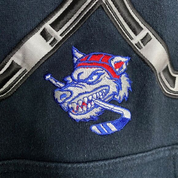 West Hartford Wolves Hockey Small Blue Lace Up Hoodie Sweatshirt Kanye Oversized - Picture 7 of 11